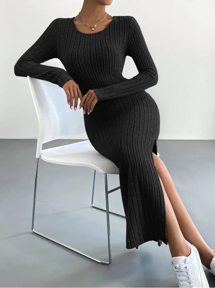 Aya Slit Sweater Dress