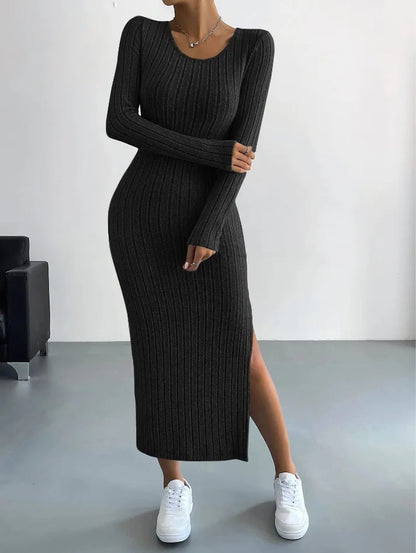 Aya Slit Sweater Dress