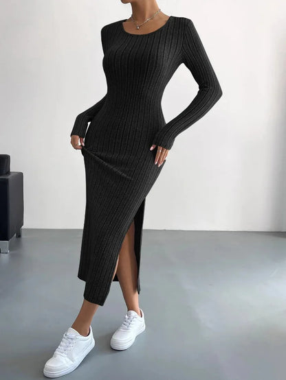 Aya Slit Sweater Dress