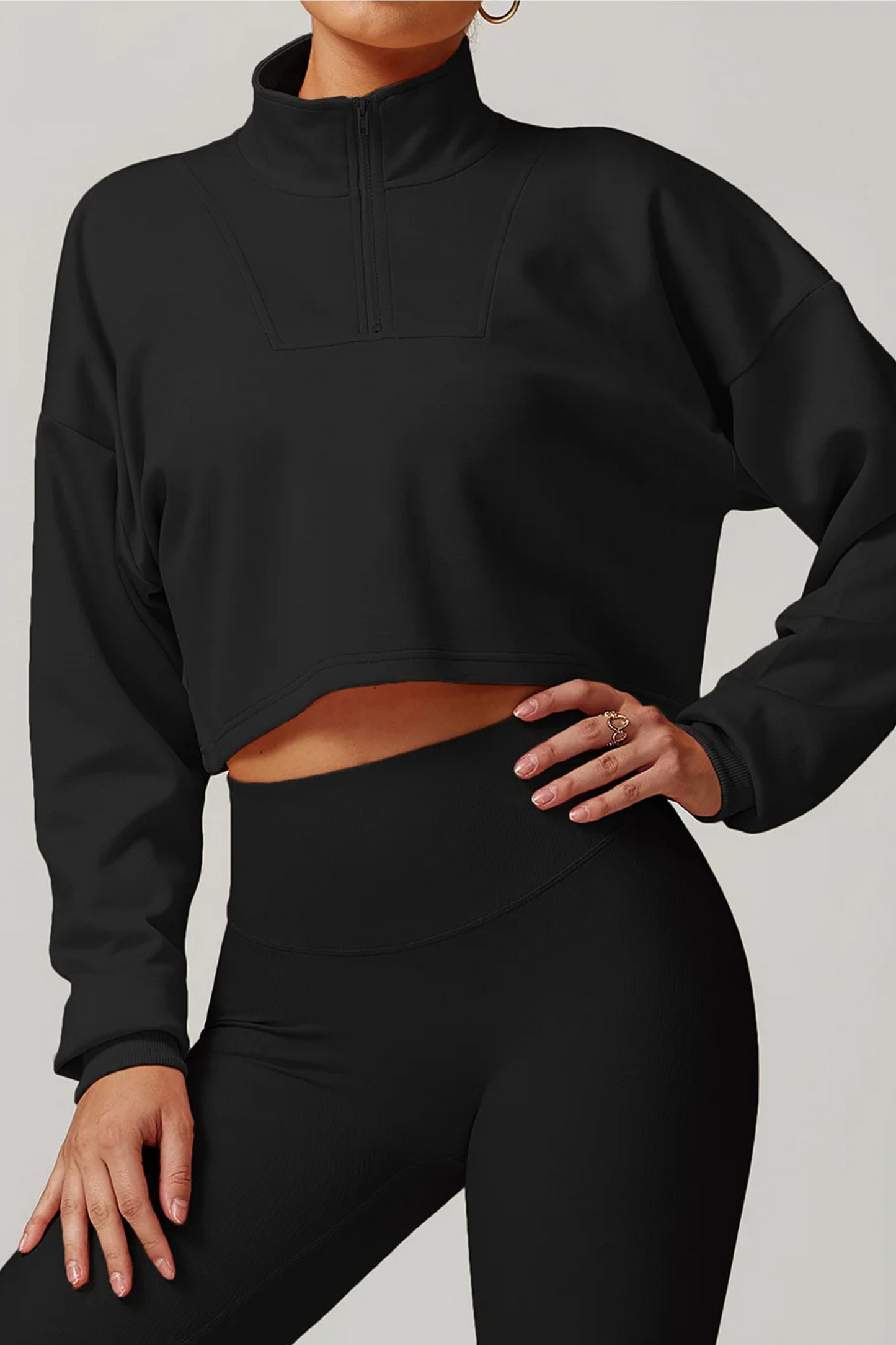 Elle Cropped Half Zip Top